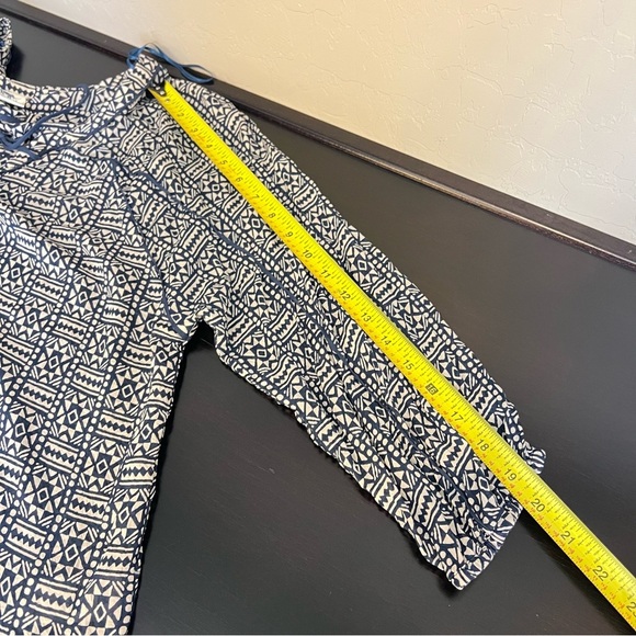 John Robshaw x Lucky Brand batik top, geometric pattern blue and white, sz M - Picture 11 of 14